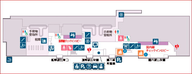 岡山空港のチェックインカウンター