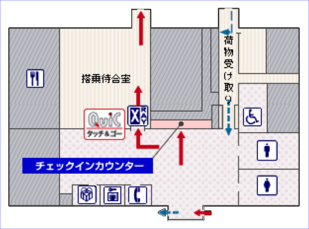 屋久島空港のチェックインカウンター